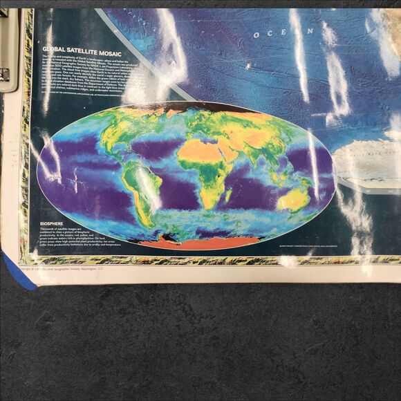 1998 National Geographic World Map 48x69 Large Vintage Classroom Wall Poster - Picture 4 of 16